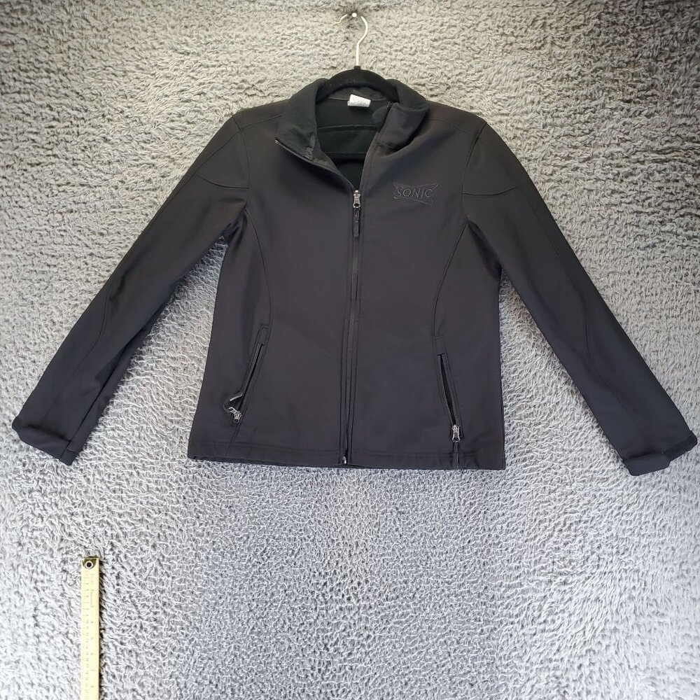 Sonic Jacket Womens Medium Black Bonded Fleece Full Zip Logo Stretch